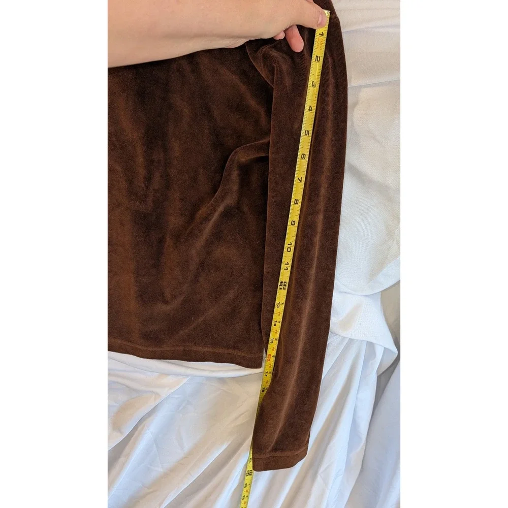 VTG Velour Velvet Brown 70s 1/4 Zip long sleeve Talon Disco Mens M vintage JMX